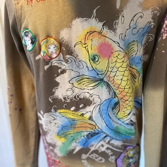 Ed Hardy by Christian Audigier Women’s Hoodie with Hollywood Koi Fish - Picture 6 of 12